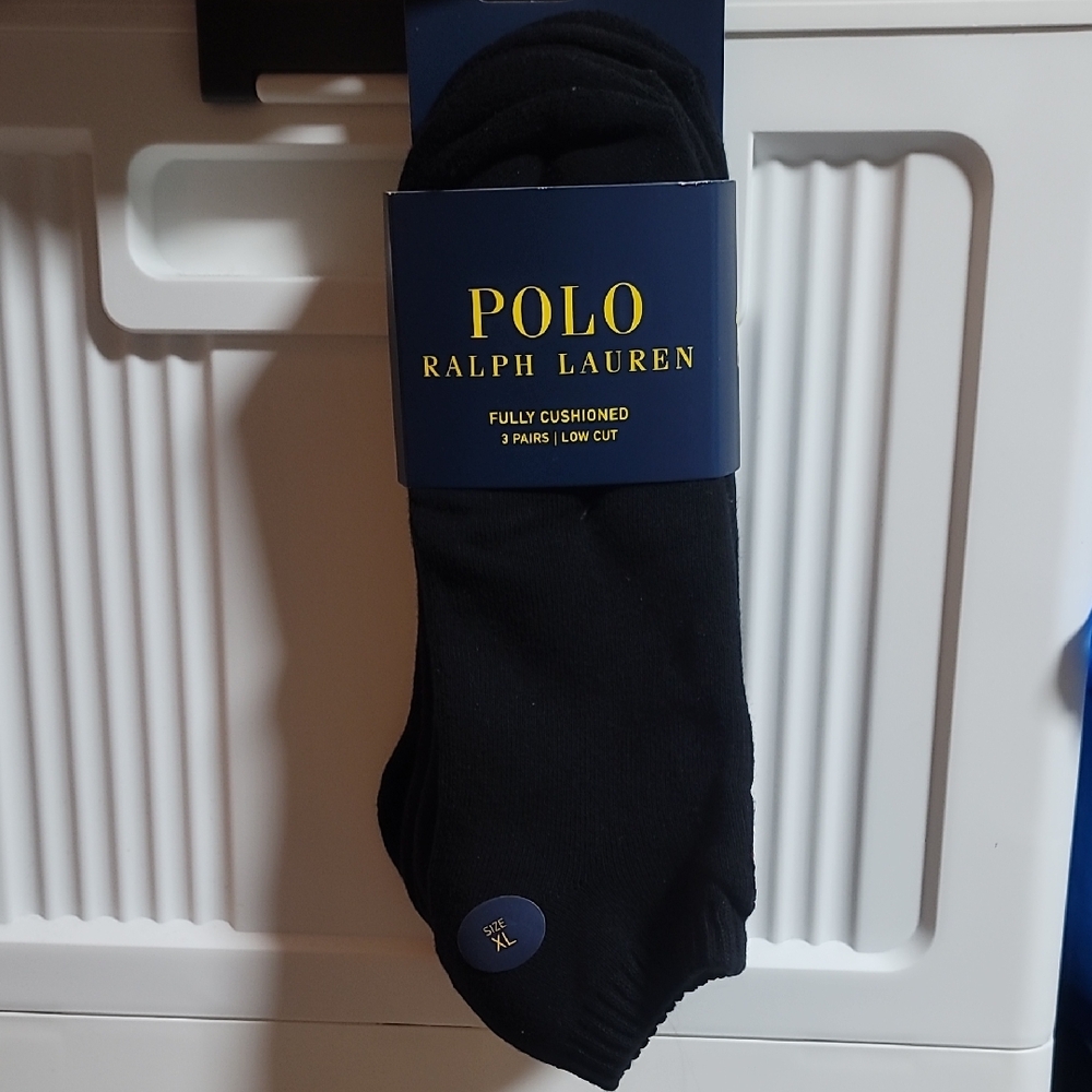 Polo by Ralph Lauren Black Essential Comfort  Athletic Low Cut Socks